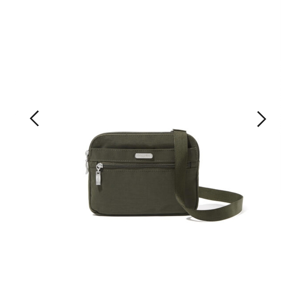 Baggallini Olive Nylon Crossbody Messenger Bag - Picture 2 of 6